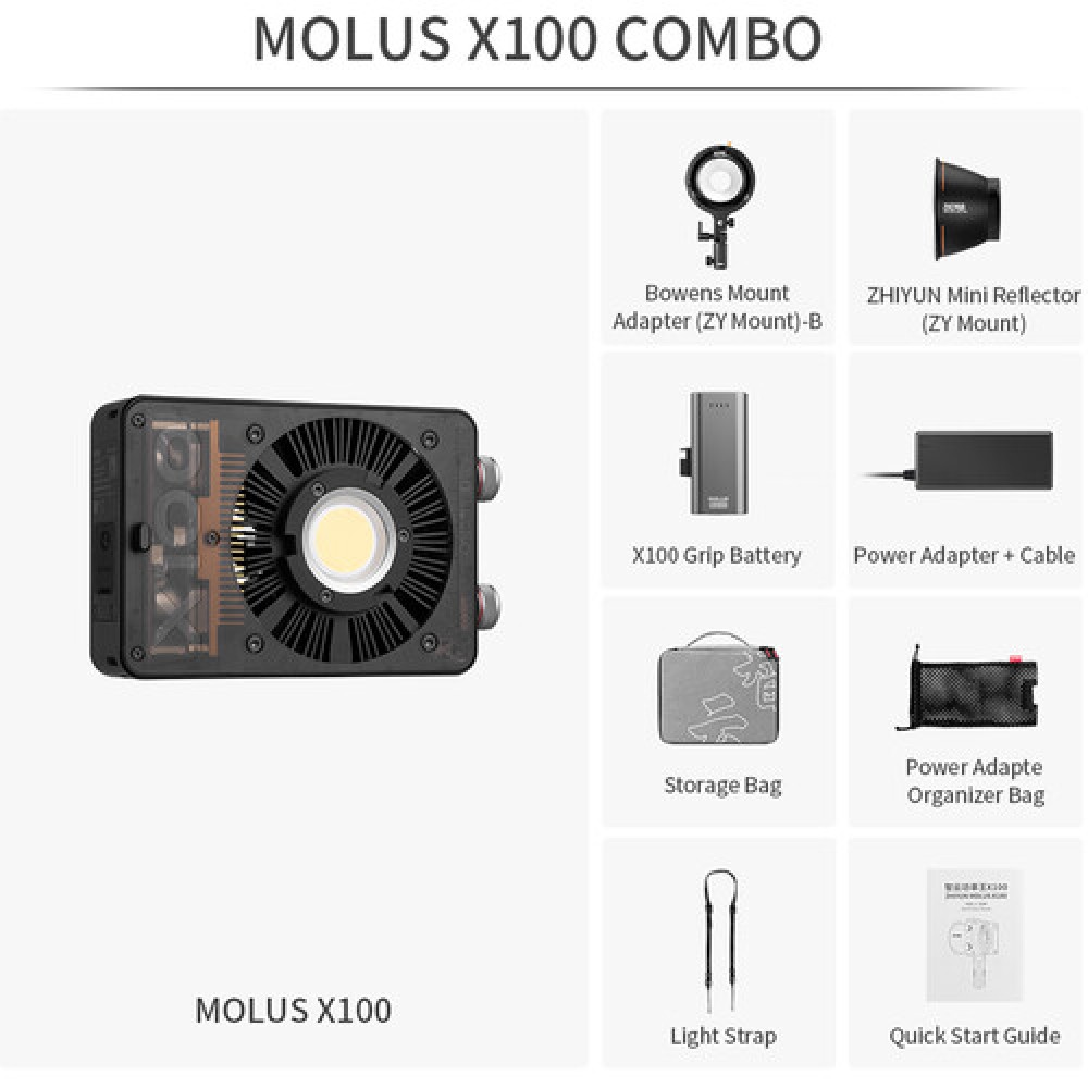 Zhiyun MOLUS X100 Bi-Color Pocket COB Monolight (Combo Kit) 