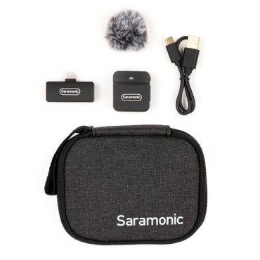 Saramonic Blink 100 B3 Sistema de micrófono inalámbrico ultracompacto de dos canales de 2,4 GHz y con cancelación de ruido. Versión de 1 transmisor y exclusiva para Iphone (lighting)